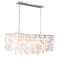 Shop Elsa Satin Nickel Coastal Capiz Shell Rectangular Island Light Pendant Chandelier 36 In W X 18 25 In H X 15 In D Overstock 20907311