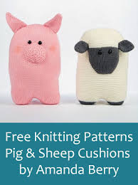By leelee_knits 3 months ago another peak at my holiday throw pillows! Free Knitting Pattern For Sheep And Pig Cushions By Amanda Berry Sheep Knitting Pattern Animal Knitting Patterns Knitting Patterns