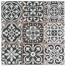 Black And White Moroccan Wall Tiles Feza Black Vintage Moroccan Victorian Encaustic Effect Pattern Wall Floor Tiles Tile Wall Art Tile Floor Black Decor