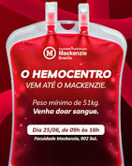 Um dia eu vou doar sangue." E se esse dia fosse aqui, na faculdade Mackenzie? Doar é mais simples do que parece: leva menos de uma hora, e uma única doação pode