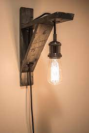 Distressed Wood Pendant Light Wall Mount W Braided Cord And Etsy Wood Pendant Light Wall Lights Antique Light Bulbs