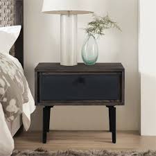 Top metal night stand 2021. Cross Dark Gray Solid Oak And Metal Nightstand Lccrlaoa