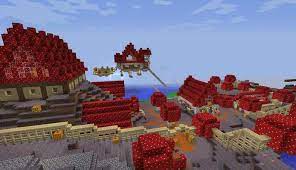 The mushroom biome usually generates as a single island surrounded by ocean, though it occasionally generates touching land on a side. Mushroom Village We Built On A Server Minecraft Blueprints Cool Minecraft Ideas Minecraft