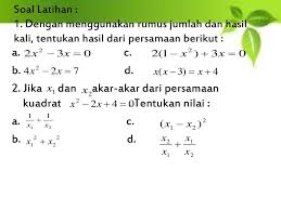 Check spelling or type a new query. Rumus Jumlah Dan Hasil Kali Akar Persamaan Kuadrat Ppt Download
