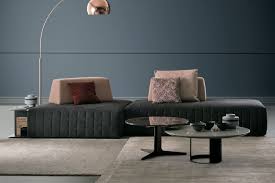 The brass feet add to its sophistication with their delicate design. Bespoke Low Modular Sofa Shanghai Bodema