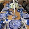 Blue and gold table setting. 1