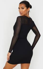4.2 out of 5 stars 4,211. Black Mesh Cut Out Long Sleeve Bodycon Dress Prettylittlething