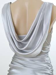 Vintage Inspired Silver Satin Draped Back Evening Gown Satin Evening Gown Evening Gowns Inspired Silver