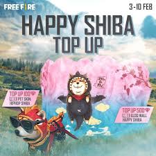 100% diamond top up in free fire. Garena Free Fire Claim Free Rewards In The Happy Shiba Top Up Event