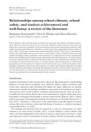 In chemical pulping, the wood chips are cooked, using Pdf Relationships Among School Climate School Safety And Student Achievement And Well Being A Review Of The Literature