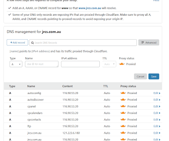 Ensuring DNS records are actively proxied through Cloudflare, AI generated