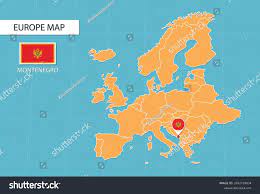 Montenegro On Europe Map Vektor Stok Montenegro Map Europe Icons Showing Montenegro Tanpa Royalti 2052739034 Shutterstock