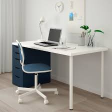 Linnmon Alex Table White Blue 59x29 1 2 Get It Here Ikea In 2021 White Wood Desk Home Ikea
