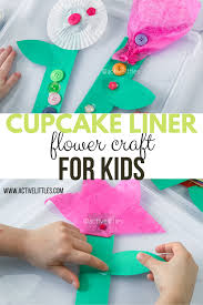 If you are not comfortable with buttons, you can use pom poms to decorate your flower craft. Cupcake Liner Flowers Craft Active Littles