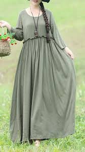 Modern Light Green Cotton Linen Dresses Casual Fabrics O Neck Maxi Dresses Cotton Linen Dresses Casual Dresses Mini Dress Casual