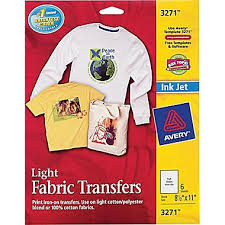 Avery 3271 Inkjet Light Fabric Transfer Paper 8 1 2 X 11 6 Pack At Staples T Shirt Transfers Transfer Paper Avery Printable