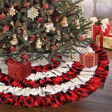 Plaid Christmas Tree Buy Aerwo Buffalo Plaid Christmas Tree Skirt 48 Inches 6 Layers Ruffled Red And Black Buffalo Check Christmas Tree Skirt Burlap Xmas Tree Skirt For Holiday Christmas Decorations Online In India B07wyldl9n
