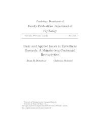 Acquisition of research and publication skills that will allow students to pursue an applied job after. Pdf Basic And Applied Issues In Eyewitness Research A Munsterberg Centennial Retrospective