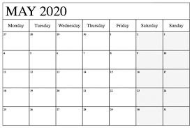 May 2020 Monthly Printable Calendar Free Printable Calendar Template In 2020 Printable Calendar Word Printable Calendar Template January Calendar