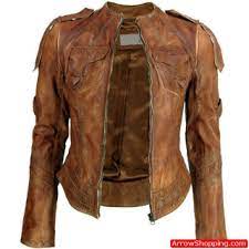 Arrow Women Sheepskin Brown Washed Leather Jacket 78798ygg33 Leather Jackets Women Washed Leather Jacket Real Leather Jacket