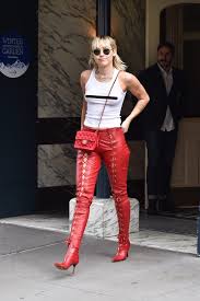 Miley Cyrus Wears Leather Pants And See Through Shirt