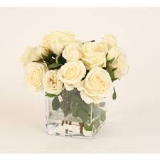 A wide variety of flower square glass vase options are available to you, such as size, material, and function. Waterlook Cream White Roses In Square Glass Vase Distinctive Designs