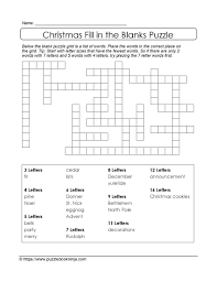 Christmas Printable Puzzle Free Fill In The Blanks Fill In Puzzles Printable Crossword Puzzles Crossword Puzzles