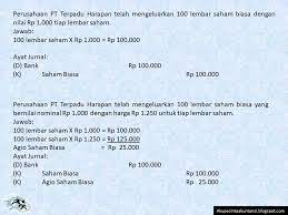 Akuntansi apa pengertian agio dan disagio saham serta bagaimana pencatatan jurnalnya contoh jurnal agio dan disagio saham penjualan modal saham suatu perusahaan terdapat beberapa kemungkinan yang terjadi antara lain sebagai berikut: Cara Menjurnal Setoran Modal Perusahaan Berbentuk Perseroan Akuntansi