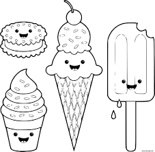 coloriage kawaii food glace dessin a imprimer de chaton noel