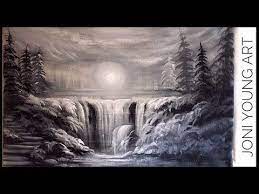 Acrylic Painting Tutorial One Brush Black White Landscape Step By Step Youtube Black And White Landscape Black Canvas Paintings Painting Tutorial