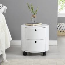 Costway 2 pcs side table end accent table night stand w/ 2 drawers white. Dolio Drum Chest Bedside Table Barrel Side Table With Drawers High Gloss White 2 Drawer Shop Designer Home Furnishings