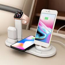 10w Qi Wireless Charger Dock Station 4 In 1 For Iphone Airpods Micro Usb Type C Stand Fast Charging Presspia Apple Watch Charger Charging Station Watch Charger