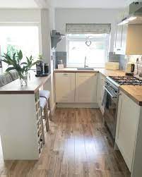 Shaker Kitchen With Narrow Breakfast Bar 2 Small Kitchen Decor Kitchen Remodel Small Kitchen Design