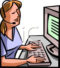Maybe you would like to learn more about one of these? Clip Art Of A Woman Wearing A Headset And Working On A Computer Royalty Free Clipart Illustration