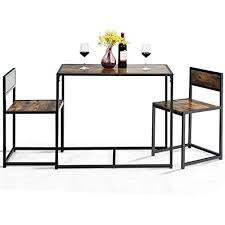 They are stylish dining tables that fit well in a small area. Giantex 3 Piece Dining Set Industrial Dining Table With 2 Chairs Small Kitchen Table Set With Metal Frame Compact Bistro Table Set Pub Breakfast Table For Small Space Apartment Antique Buy Online