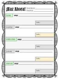 Spanish Warm Up Worksheet Do Now Activating Strategy Calen Spanish Lessons Warmup Spanish