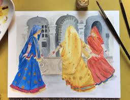 Ghoomar Dance In Watercolor Rajasthani Art Art Art Drawings The name of ghoomar (ghumar) dance originated into the world by the word 'ghoomna'. ghoomar dance in watercolor