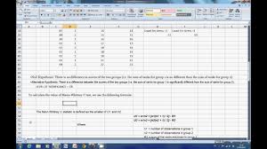 Mannwhitney U Test In Excel Youtube
