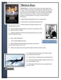 Thirteen Days Movie Worksheet Kevin Costner Bruce Greenwood Historical Drama