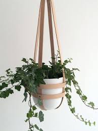 Modern Hanging Plant Holder In Natural Leather Ceiling Etsy Plant Hanger Hanging Plants Hanging Plant Holder