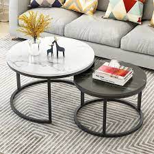 H., the base has 15 in. 2 In 1 Living Room Coffee Tables Wooden Combination Furniture Round Two Tone Tea Table Adj Marble Coffee Table Living Room Round Coffee Table Sets Coffee Table