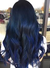 The blues and blacks are often blended together to give a midnight blue color or, blue highlights are added to black hair. Dark Blue And Black Blue Hair Highlights Hair Styles Hair Color For Black Hair