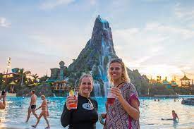 Enjoying A Vol S Fire Punch Cocktail And Elderberry Cider At Volcano Bay Orlando Florida Volcano Bay Orlando Water Park Orlando Universal Orlando