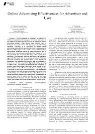 Pdf Online Advertising Effectiveness For Advertiser And User