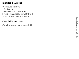 Banca d'italia via nazionale 91 00184 roma tel: á… Orari Di Apertura Banca D Italia Via Nazionale