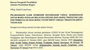 Ujian segak bagi setiap murid mesti dilengkapkan pada hari yang sama. Ujian Segak Tahun 4 Hingga Tingkatan 4 Dibatalkan Pendidik2u