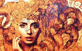 Colors1, , Com, Girl, Contemplate, Sara, Blake, Manipulation, Cg, Digital,  Art, Horns, Fantasy, Goatshead, Goat, Occult, Witch,