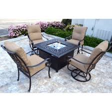 Product title endless summer 30 push button start all weather outdoor patio lp gas fire pit average rating: Conversation Patio Set Propane Fire Pit Table Outdoor Aluminum Santa Anita 5 Pc