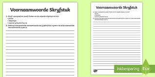 Die meisjes zitten hun broertje te pesten. Voornaamwoorde Skryfstuk Aktiwiteit Teacher Made