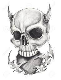Dibujos de la muerte a lapiz. Arte Del Craneo Del Diablo Tattoo Hand Dibujo A Lapiz Sobre Papel Fotos Retratos Imagenes Y Fotografia De Archivo Libres De Derecho Image 69639592